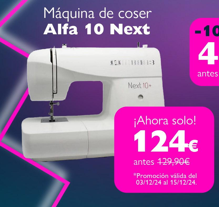 Máquina de coser Alfa 10 Next ahora solo 124€