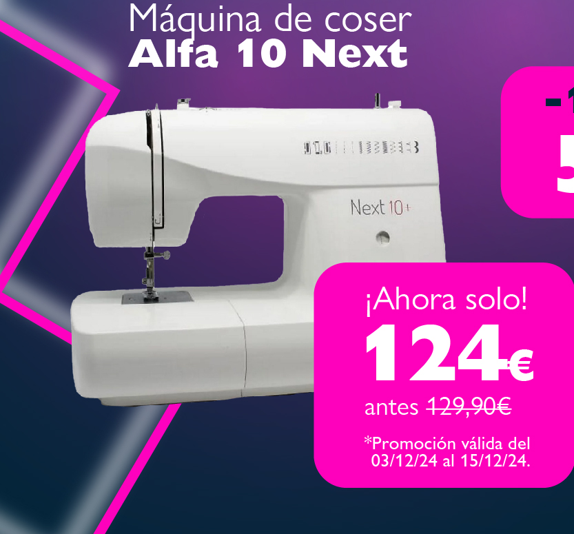 Máquina de coser Alfa 10 Next ahora solo 124€