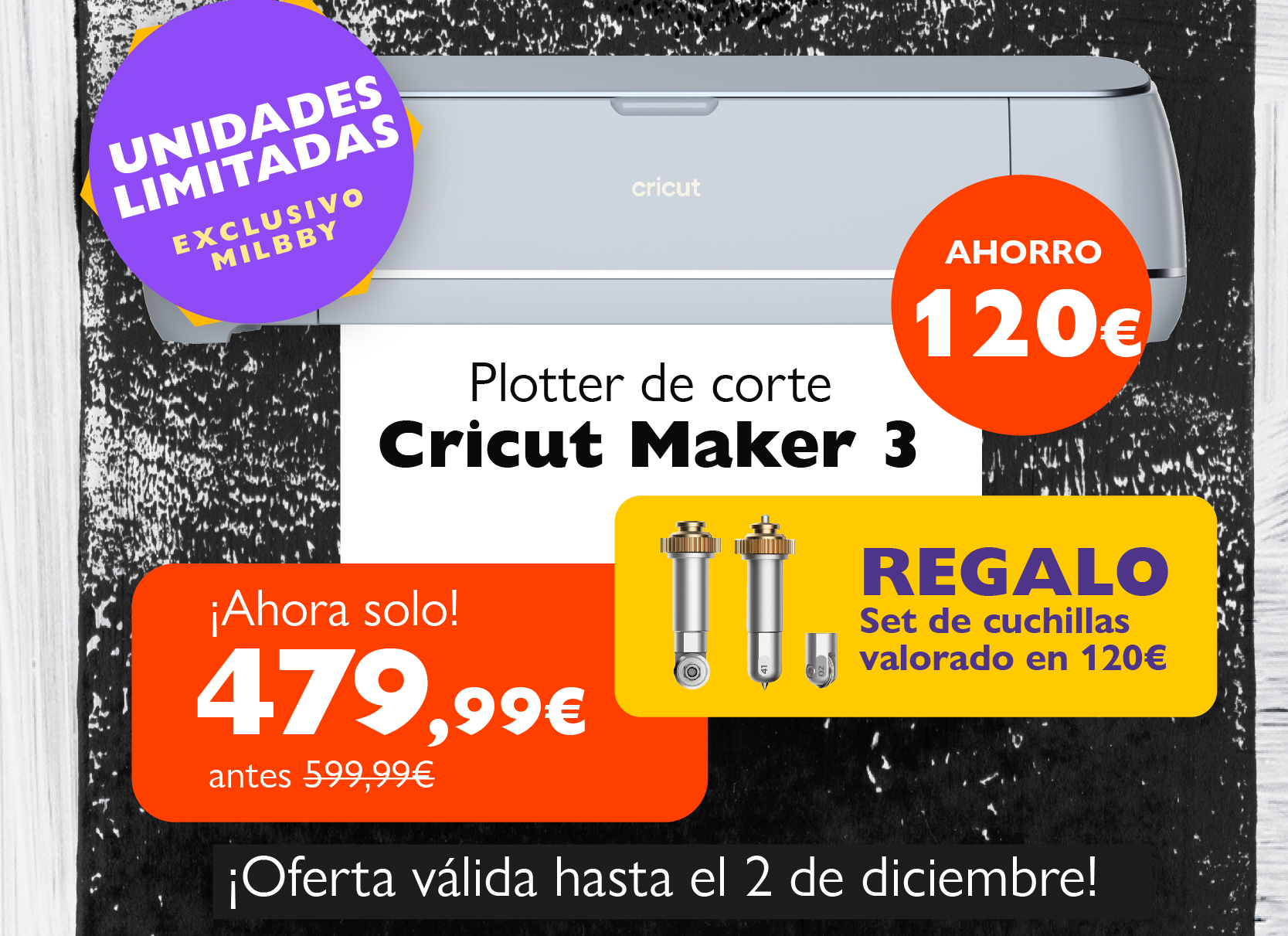 Plotter de corte Cricut Maker 3 + REGALO cuchillas 479,99€