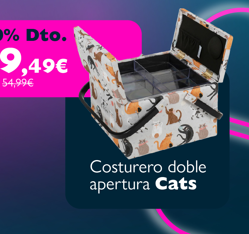 Costurero doble apertura Cats con 10% de descuento. Ahora 54,99€