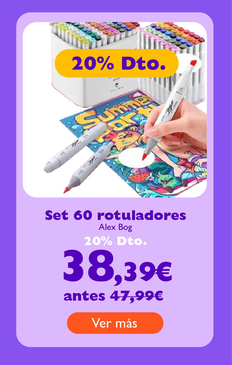 Set 60 rotuladores Alex Bog 20% de descuento