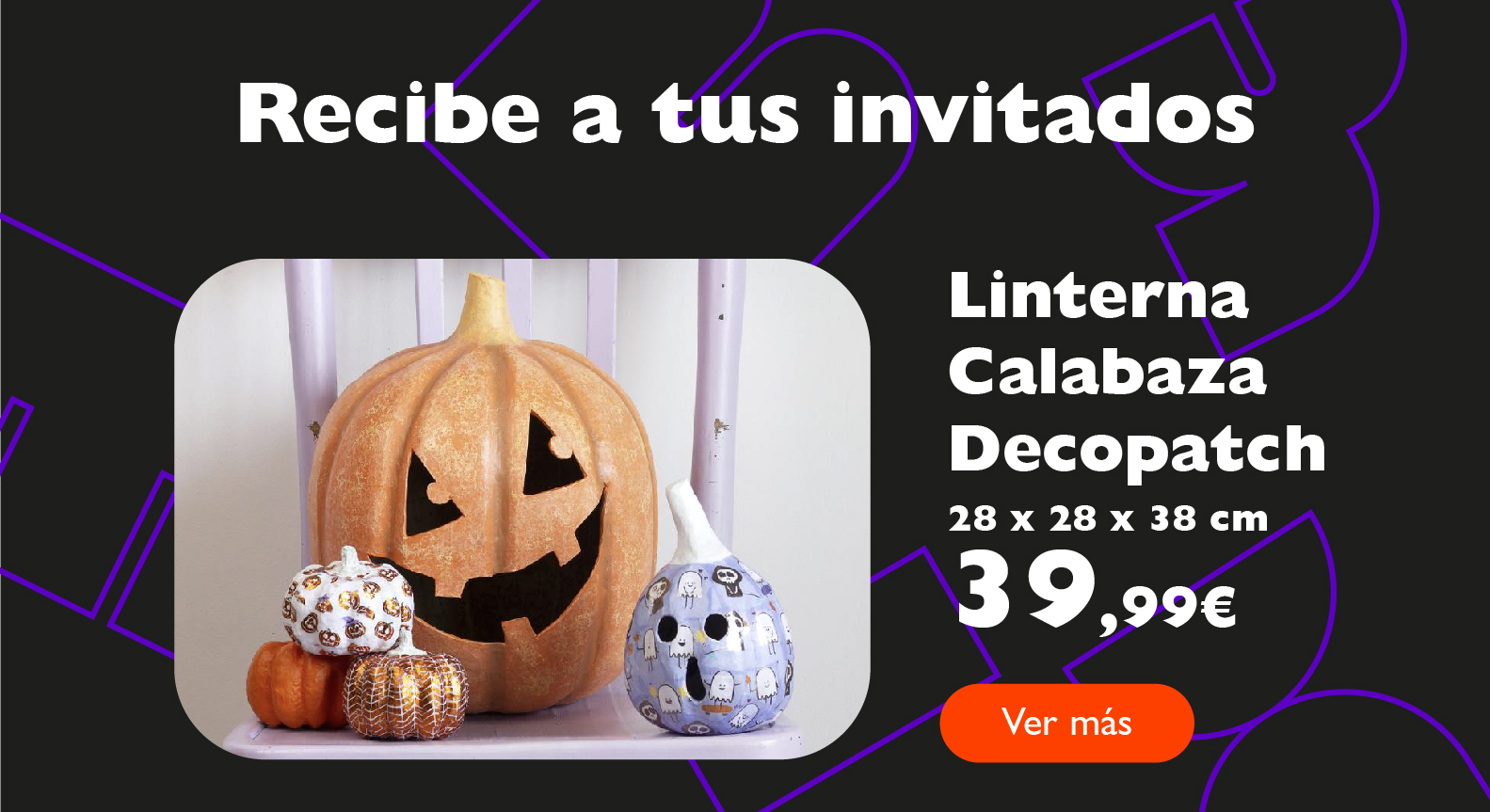 Recibe a tus invitados. Linterna Calabaza decopatch 39,99€